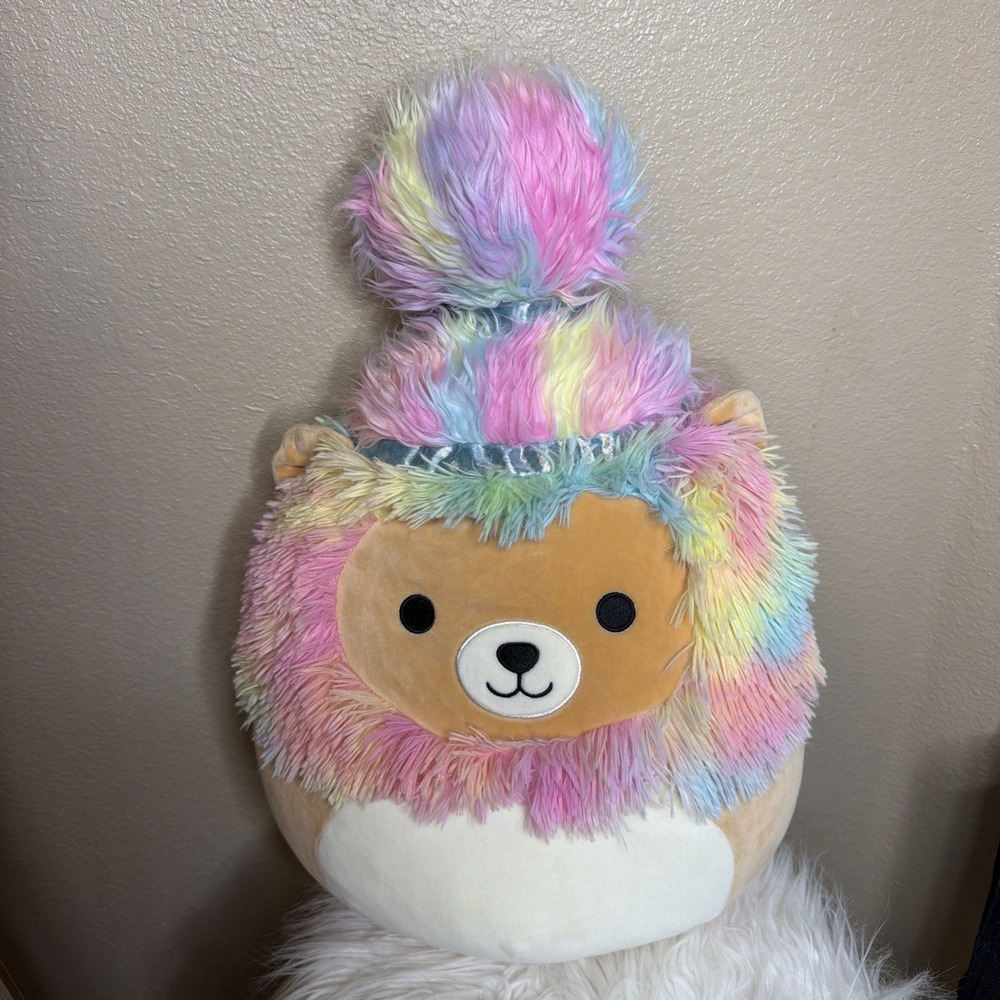 Squishmallows Squish-Doos Leonard Lion 14" Rainbow Pastel Plush 2021 Kellytoy